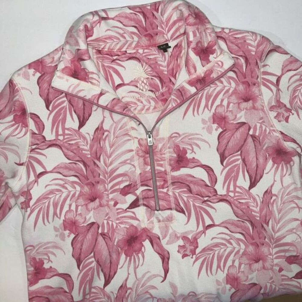 Tommy Bahama Pink Tropical Floral 1/4 Zip Up Pullover Jacket Women's Size Small‎ - Picture 4 of 7